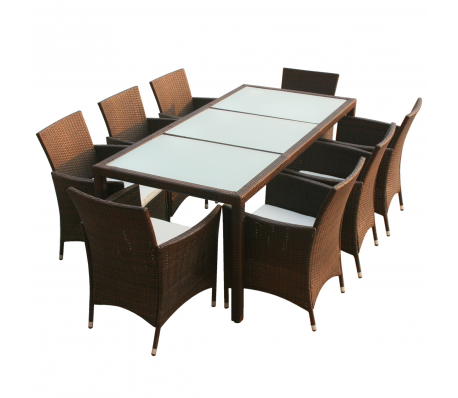 VidaXL - Wicker tuinset Intenza 1 tafel, 8 stoelen (bruin)