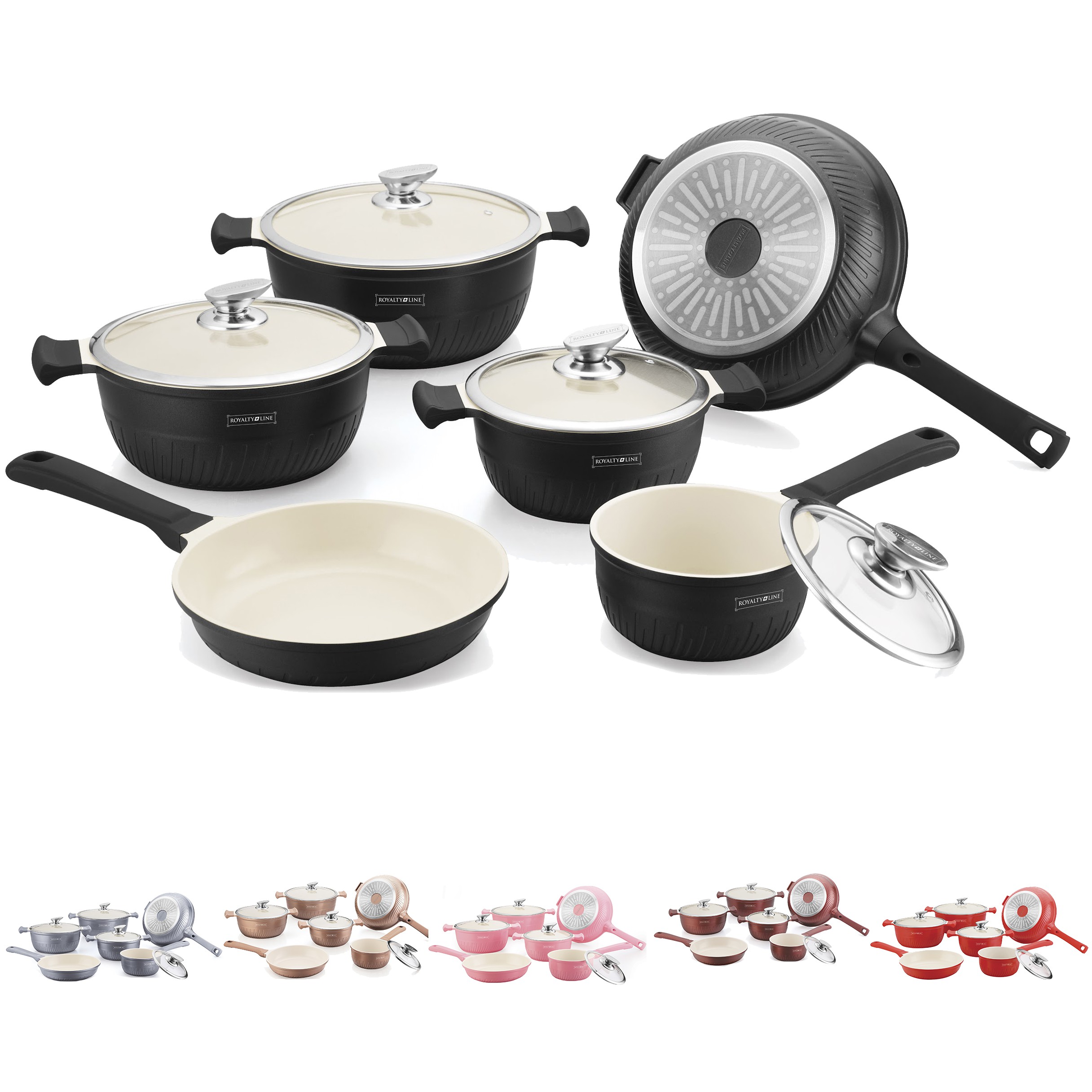 vsdeal.com - 10-delige Luxe Royalty Line Switzerland Keramische Pannenset in 6 kleuren vsdeal.com - 10-delige Luxe Royalty Line Switzerland Keramische Pannenset in 6 kleuren