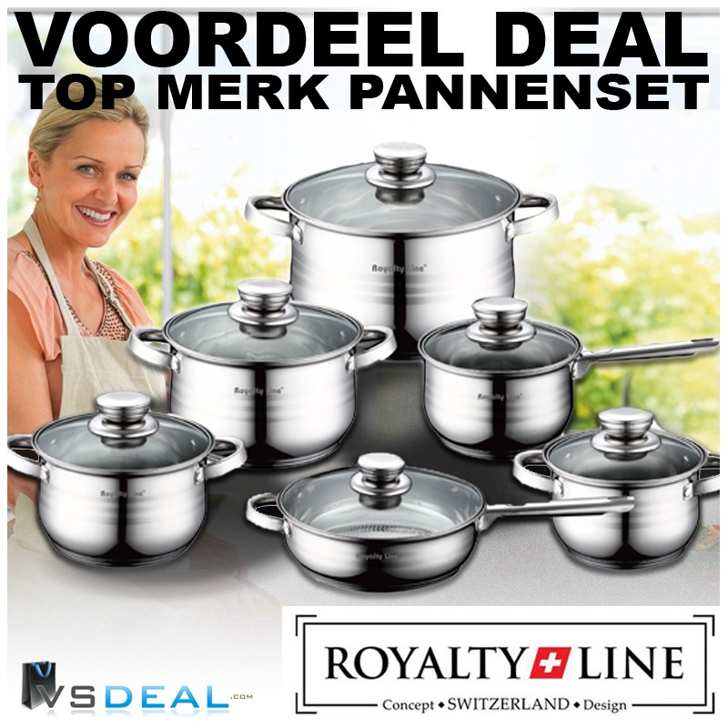 vsdeal.com - 12-delige Luxe Royalty Line Switzerland Pannenset RL-1231 OP=OP