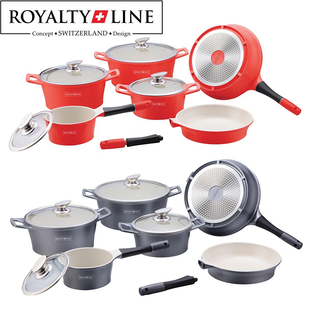 vsdeal.com - 14-delige Luxe Royalty Line Switzerland Keramische pannenset Rood of Antraciet