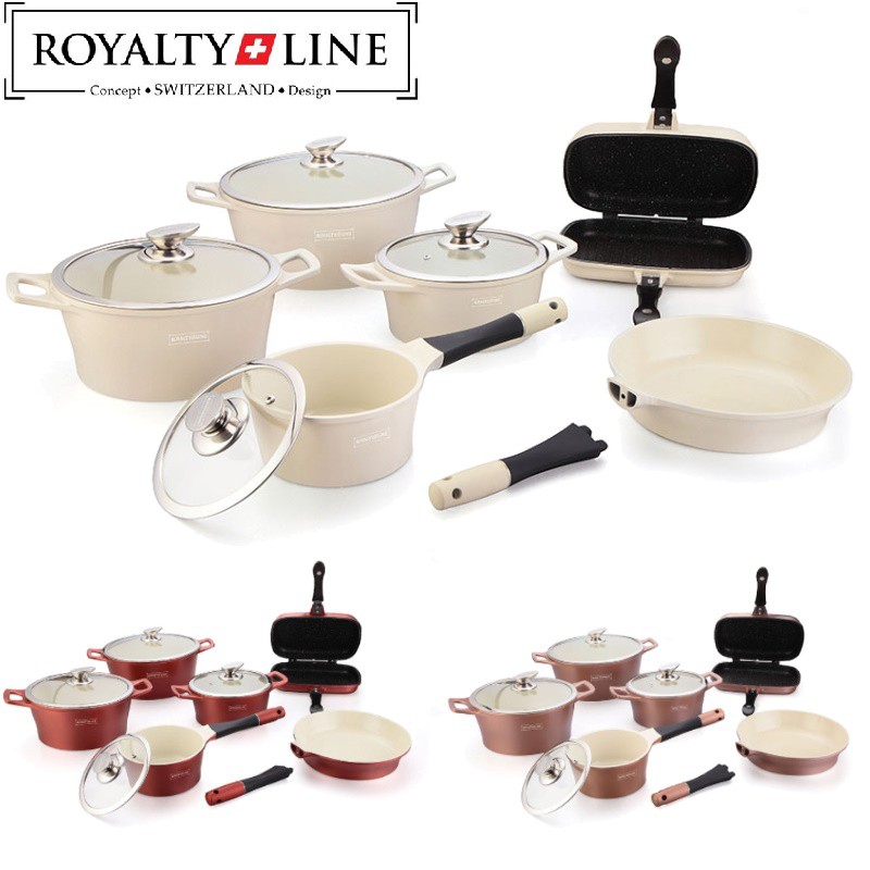 vsdeal.com - 15-delige Luxe Royalty Line Switzerland Keramische pannenset | Koper, Bordeaux of Creme