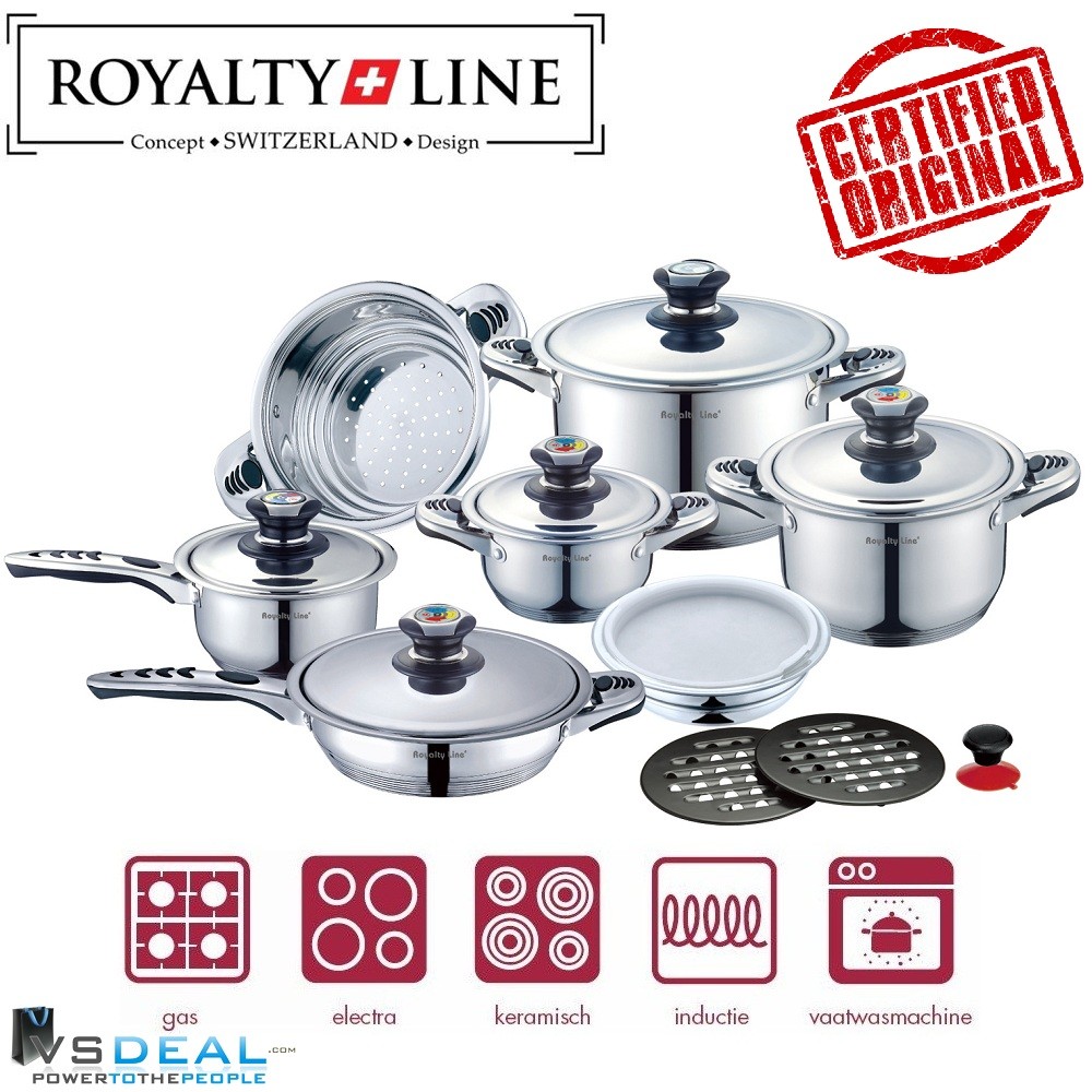 vsdeal.com - 16-delige Luxe Royalty Line Switzerland Pannenset met Hapjespan OP=OP