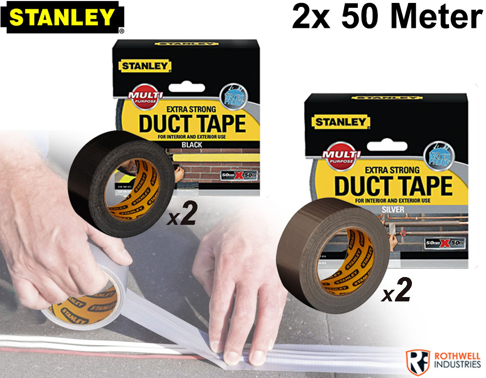 vsdeal.com - 2 Rollen (100 meter) Stanley Duct Tape Extra strong