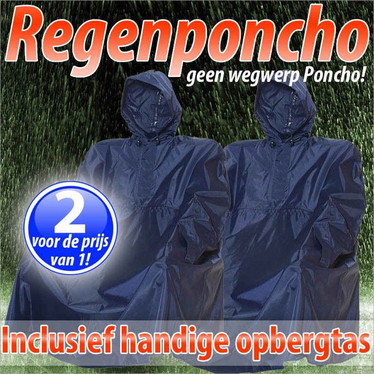vsdeal.com - 2 x Regenponcho Blauw one Fit vsdeal.com - 2 x Regenponcho Blauw one Fit