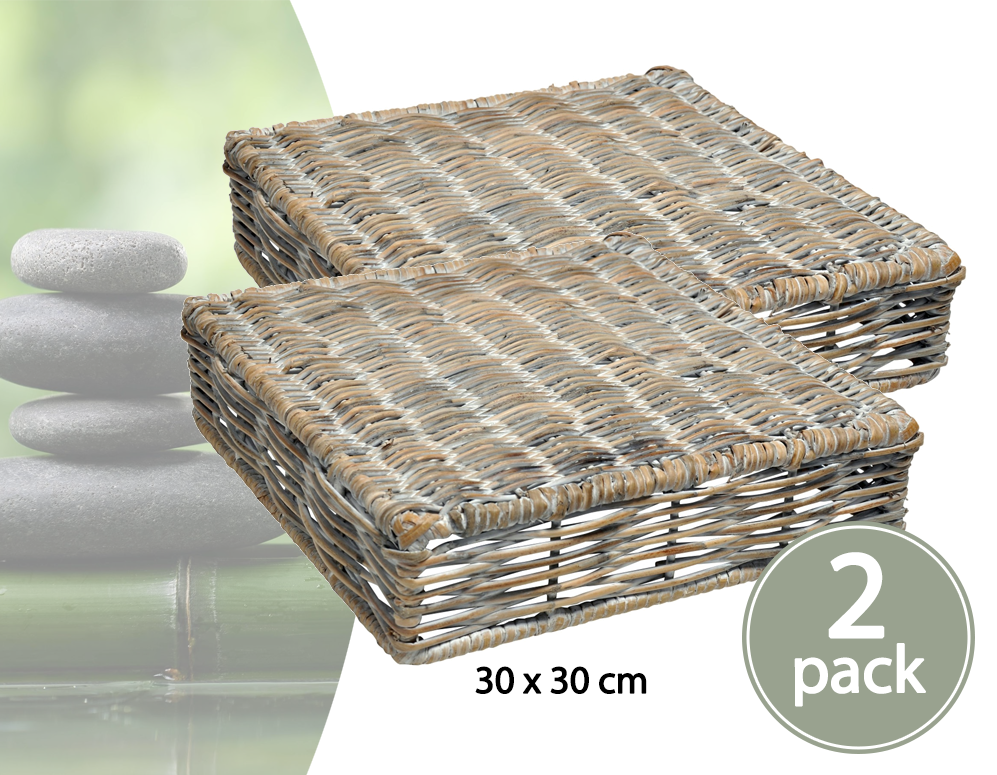 vsdeal.com - 2-pack luxe rieten plantentrolleys vsdeal.com - 2-pack luxe rieten plantentrolleys
