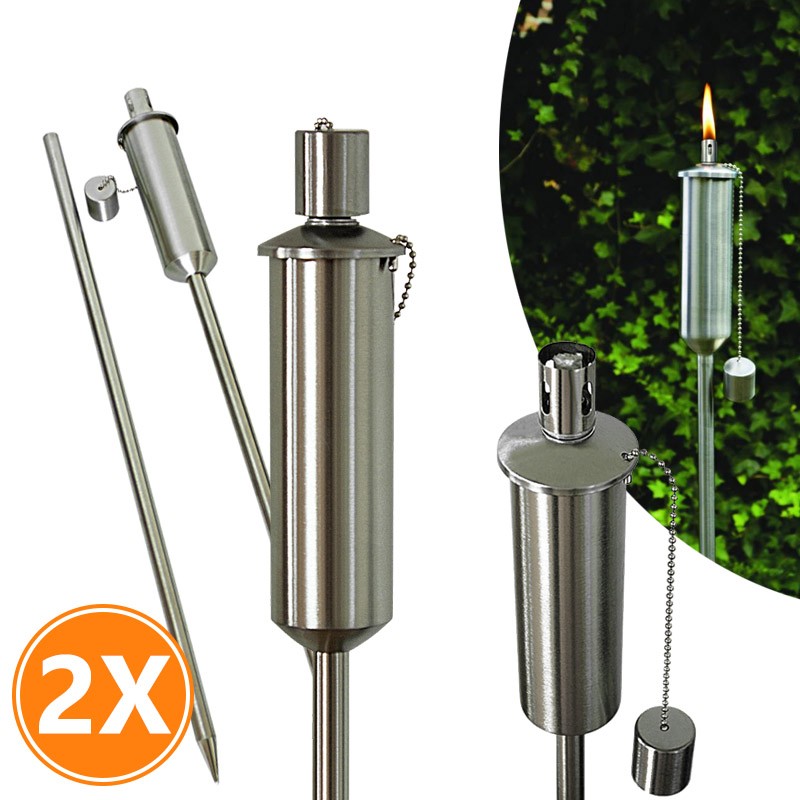 vsdeal.com - 2-Pack Luxe RVS Tuinfakkels XL vsdeal.com - 2-Pack Luxe RVS Tuinfakkels XL