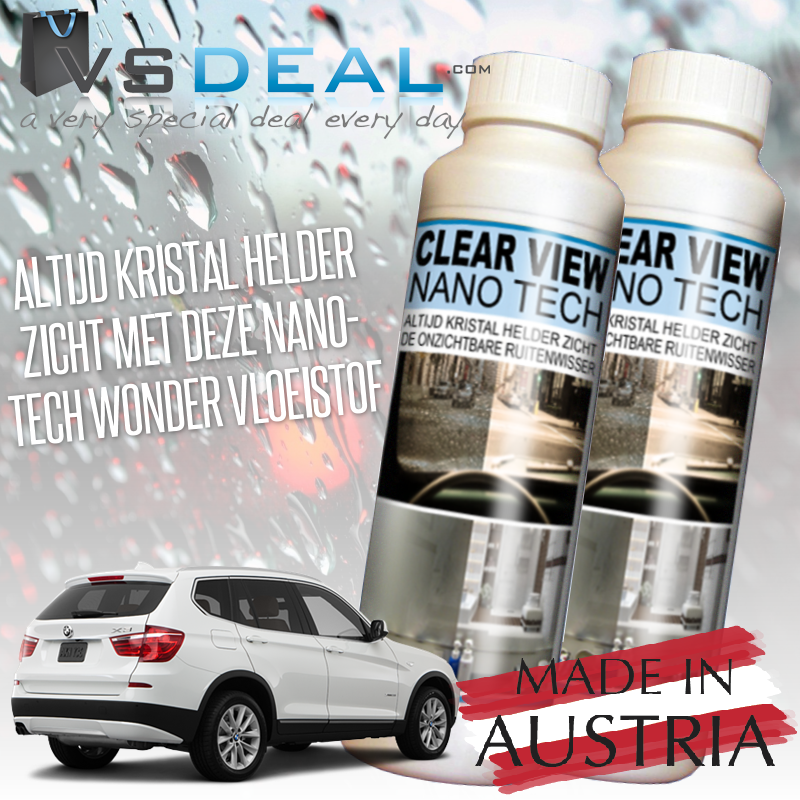 vsdeal.com - 2x 250ml Clear View NANO Vloeistof Vuilafstotend Wondermiddel! vsdeal.com - 2x 250ml Clear View NANO Vloeistof Vuilafstotend Wondermiddel!