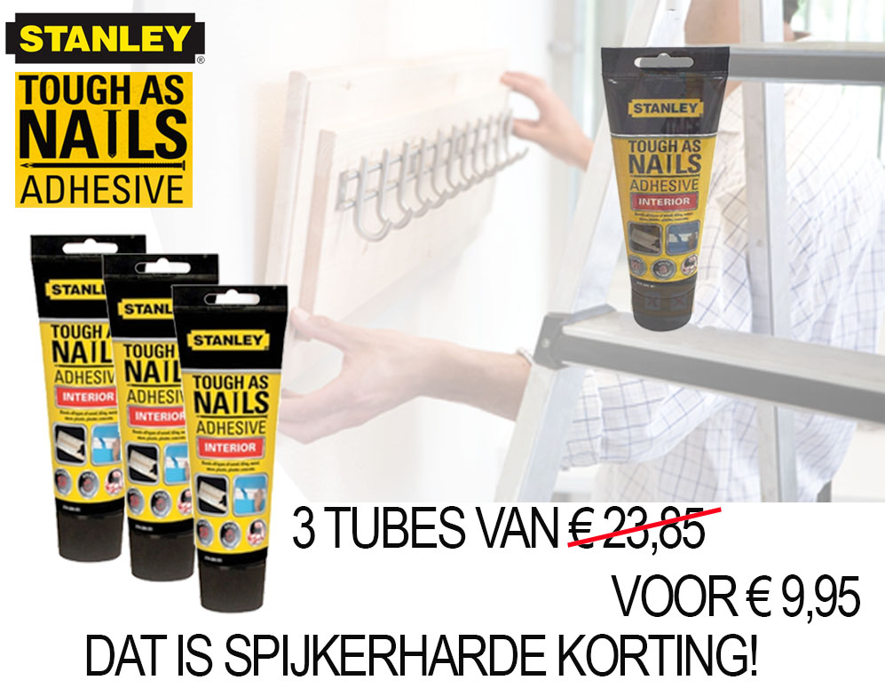 vsdeal.com - 3 Tubes Stanley Tough as Nails Montagelijm vsdeal.com - 3 Tubes Stanley Tough as Nails Montagelijm