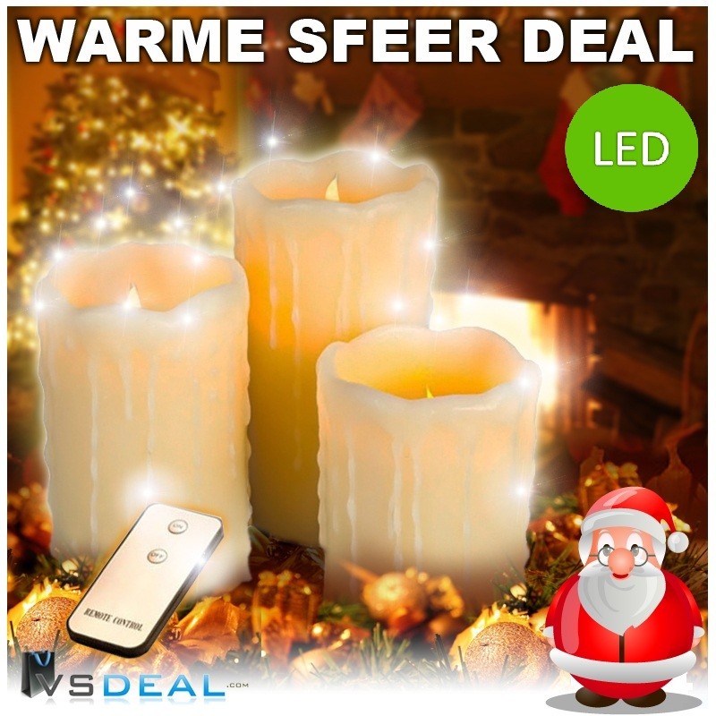 vsdeal.com - 3 x Wax Led Druipkaarsen met Afstandsbediening OP=OP