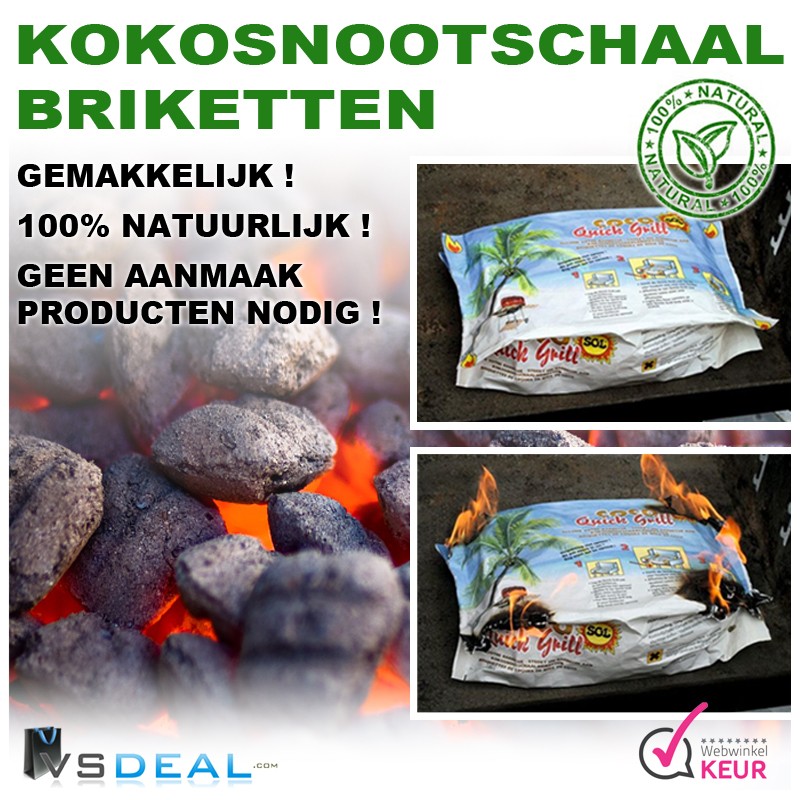 vsdeal.com - 3 zakken Coco Quick Grill lekker makkelijk!