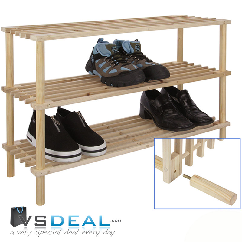 vsdeal.com - 3-laags Houten Schoenenrek vsdeal.com - 3-laags Houten Schoenenrek