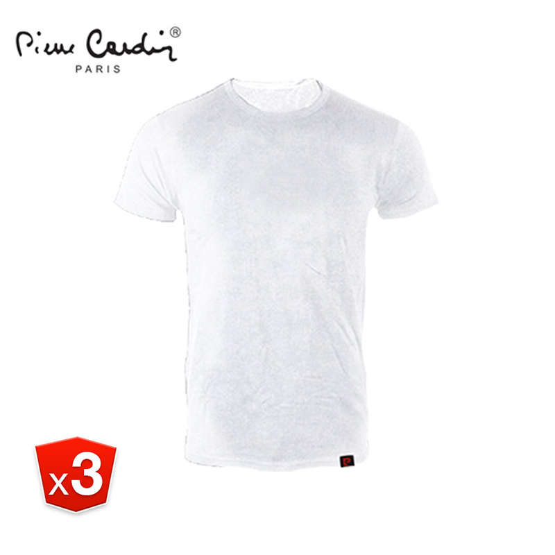 vsdeal.com - 3-pack Witte Pierre Cardin Heren T-shirts met Ronde Hals