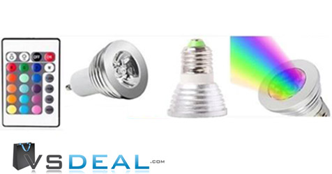 vsdeal.com - 4-Pack LED RGB Bulbs (GU10, E27 of E14)