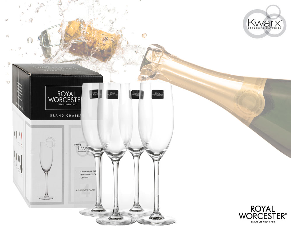 vsdeal.com - 4x Royal Worcester Kwarx Champagne Flutes