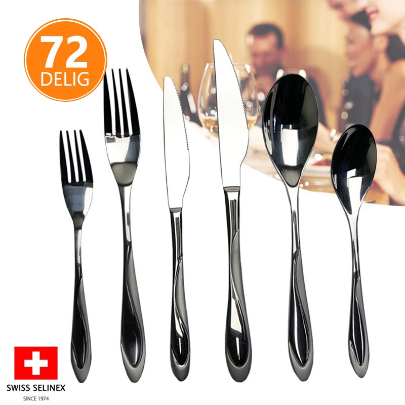 vsdeal.com - 72-Delige Swiss Selinex RVS Bestek Set vsdeal.com - 72-Delige Swiss Selinex RVS Bestek Set