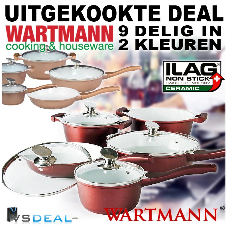 vsdeal.com - 9-delige Luxe Wartmann Keramische pannenset OP=OP vsdeal.com - 9-delige Luxe Wartmann Keramische pannenset OP=OP
