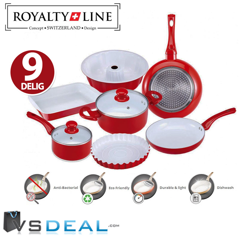 vsdeal.com - 9-delige Royal Switzerland Keramische Kookset