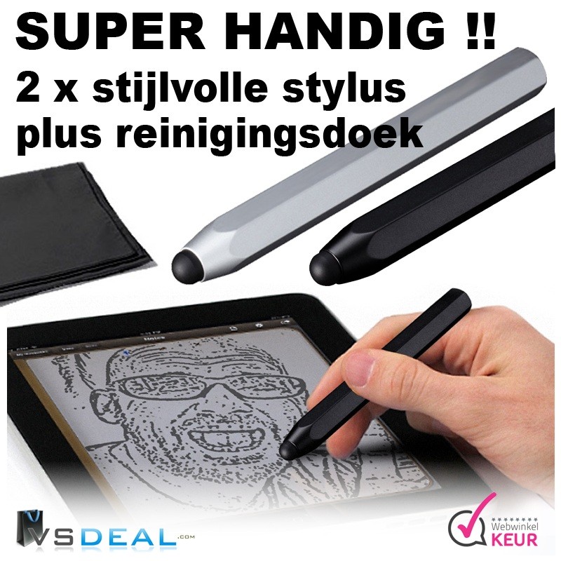 vsdeal.com - AluPen Stylus Set Inclusief Microvezeldoek OP=OP