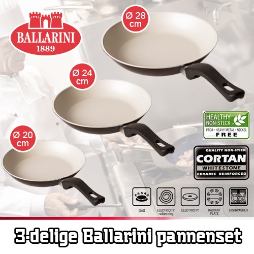 vsdeal.com - Ballarini 3-delige Pannenset  20, 24 en 28 cm OP=OP