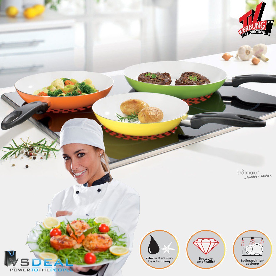 vsdeal.com - Bratmaxx 3 delige Keramische Pannenset OP=PECH vsdeal.com - Bratmaxx 3 delige Keramische Pannenset OP=PECH