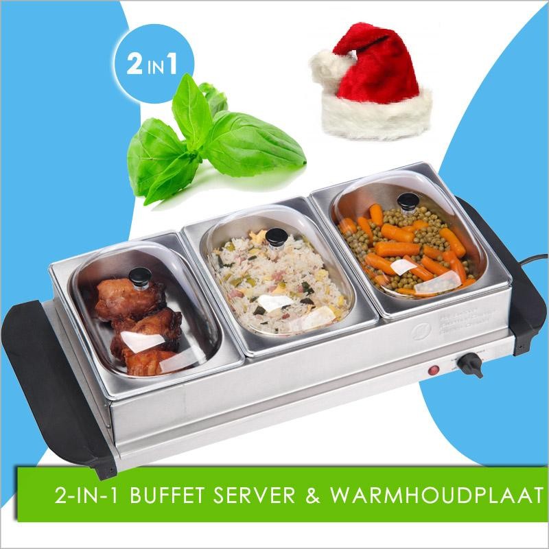 vsdeal.com - Buffet met warmhoudschalen 2 in 1