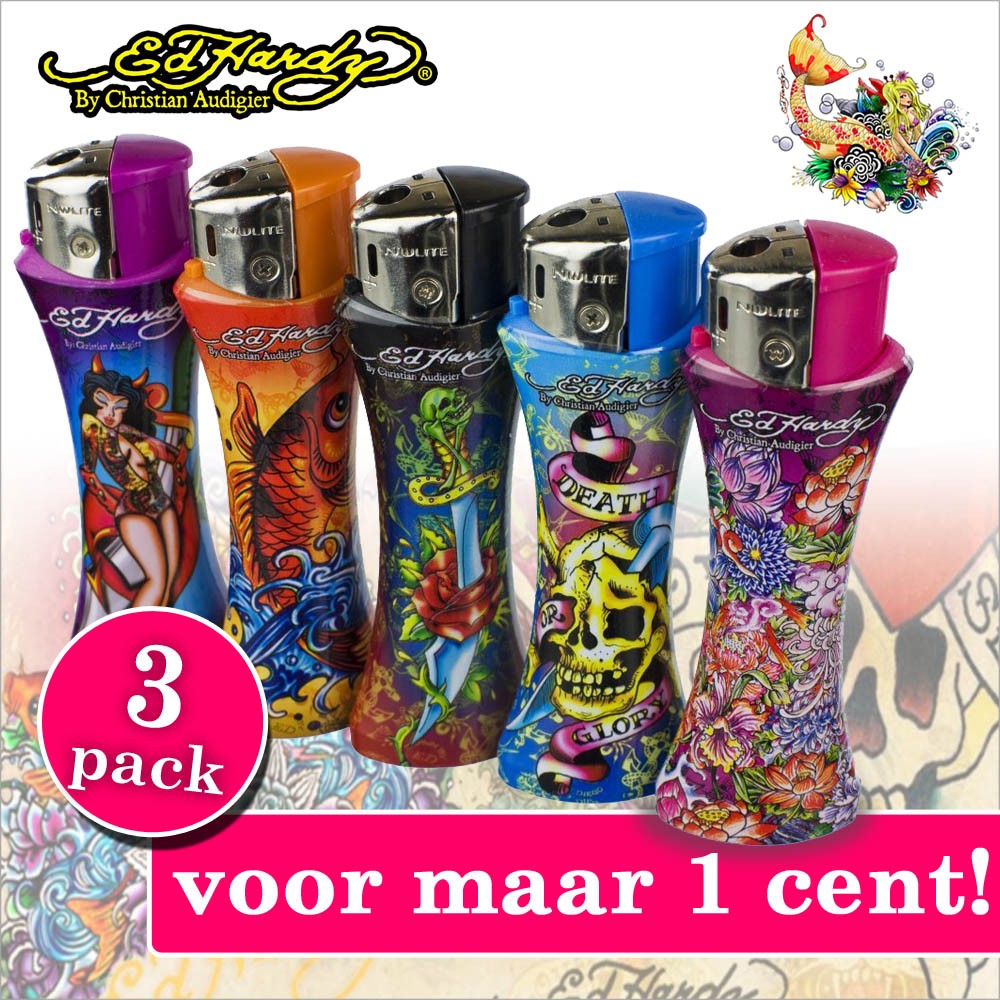 vsdeal.com - Ed Hardy Curve Tattoo Aanstekers. Wij Vieren Feest!!