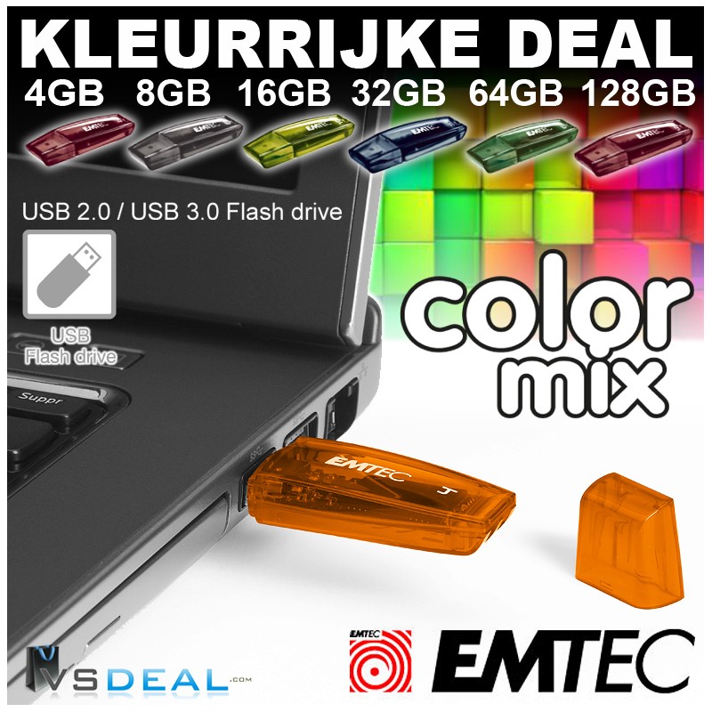 vsdeal.com - Emtec Color Mix USB Flash Drive OP=Pech