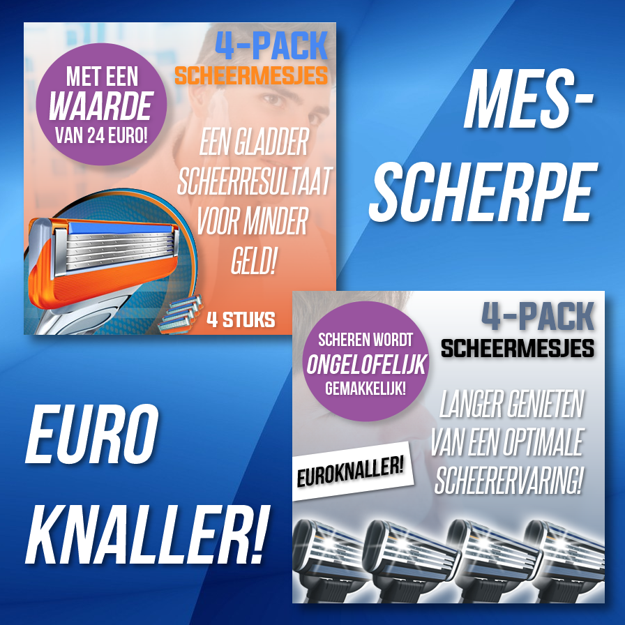 vsdeal.com - EUROKNALLER 4-pack Scheermesjes geschikt voor Gillette Mach3 of de Gillette Fusion OP=OP!