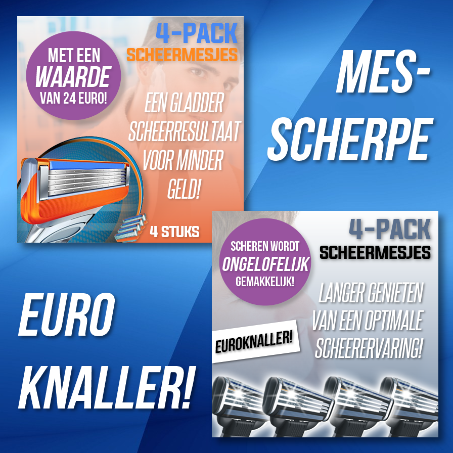 vsdeal.com - EUROKNALLER 4-pack Scheermesjes geschikt voor Gillette Mach3 of de Gillette Fusion OP=OP! vsdeal.com - EUROKNALLER 4-pack Scheermesjes geschikt voor Gillette Mach3 of de Gillette Fusion OP=OP!