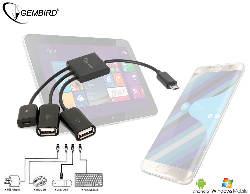 vsdeal.com - Gembird OTG Micro-USB Hub voor Smartphones / Tablets