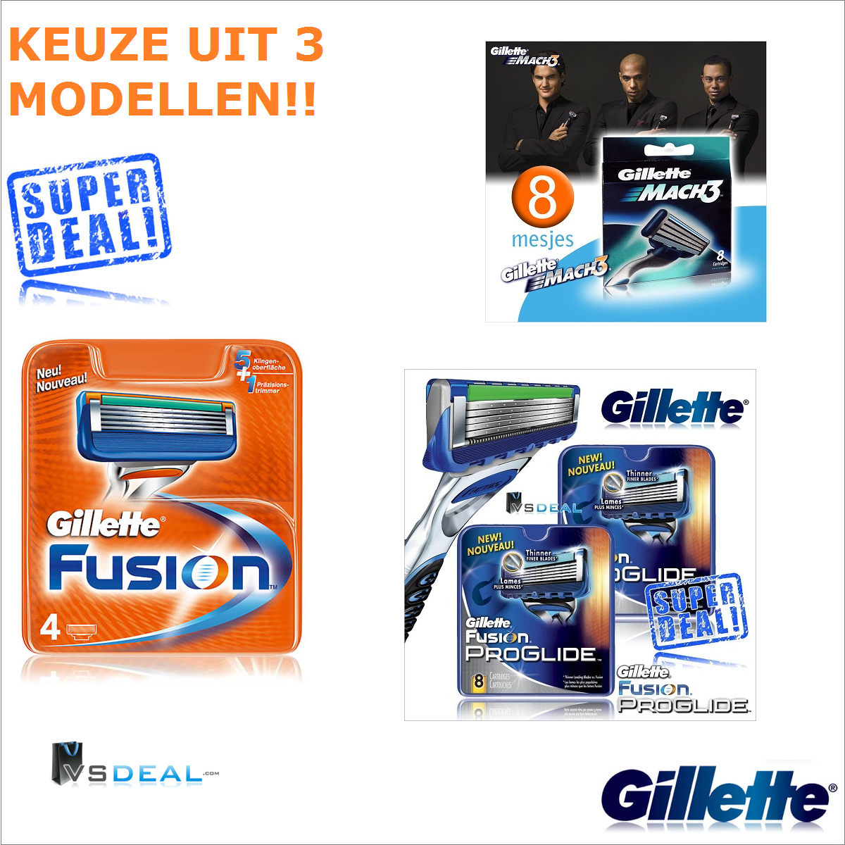 vsdeal.com - Gillette Scheermesjes Weekend Keuze uit 3 Hardlopers