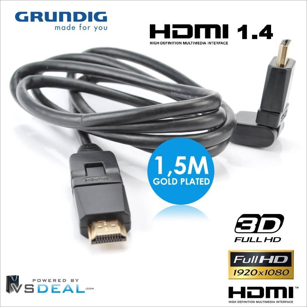 vsdeal.com - Grundig Gold Plated kantelbare HDMI 1.4 Kabel