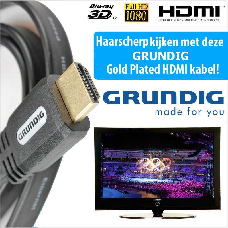 vsdeal.com - Grundig Gold plated Platte HDMI 1.4 kabel