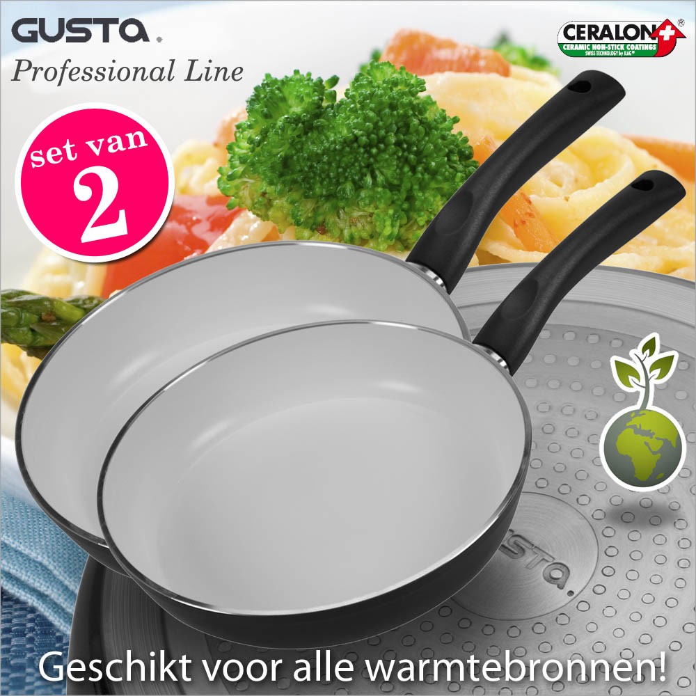 vsdeal.com - Gusta 2 x Keramische Koekenpannen van 24cm en 28cm