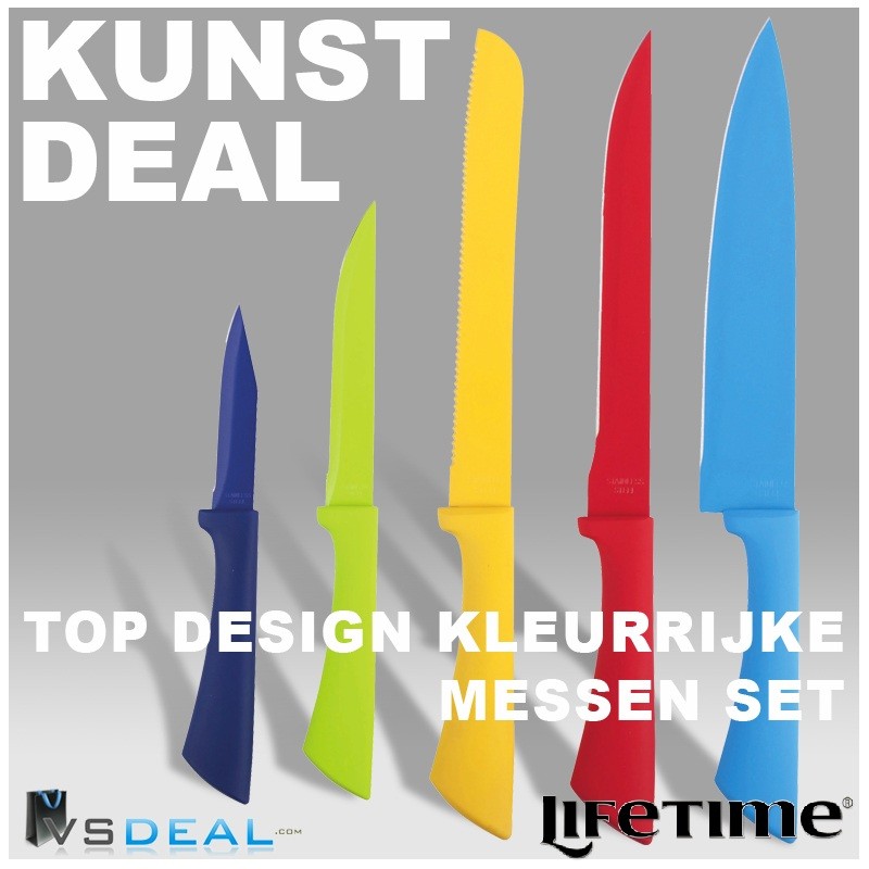 vsdeal.com - Kleurrijke 5-delige Lifetime cooking messenset OP=OP