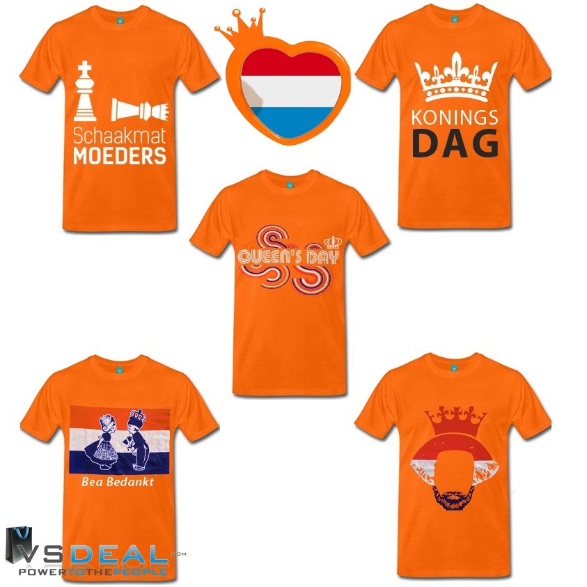 vsdeal.com - Koningsdag T-shirts in de maten M tot XXL OP=OP