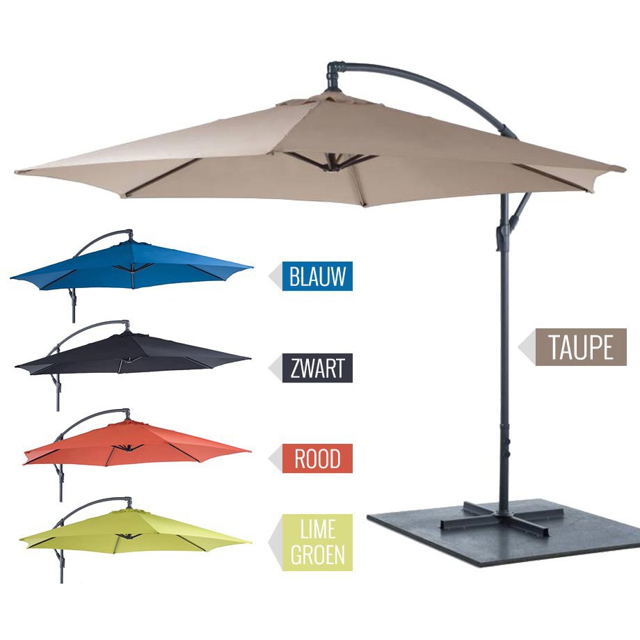 vsdeal.com - Luxe Hangparasol Tegen Zon & Regen - Diameter Van 3 Meter!