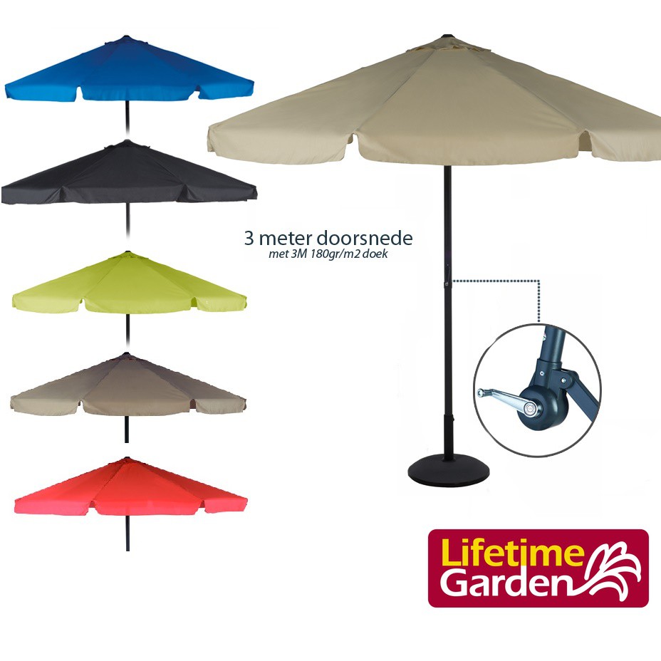 vsdeal.com - Luxe Parasol in 6 Mooie Kleuren - Diameter Van 3 Meter!