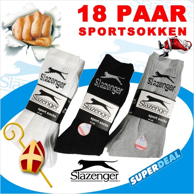 vsdeal.com - MEGAstunt Sportsokken van Slazenger 18 PAAR! OP=PECH