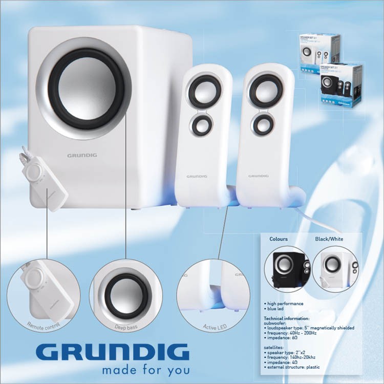 vsdeal.com - Nieuw Grundig Multimedialuidsprekers 2.1 met Led Verlichting vsdeal.com - Nieuw Grundig Multimedialuidsprekers 2.1 met Led Verlichting