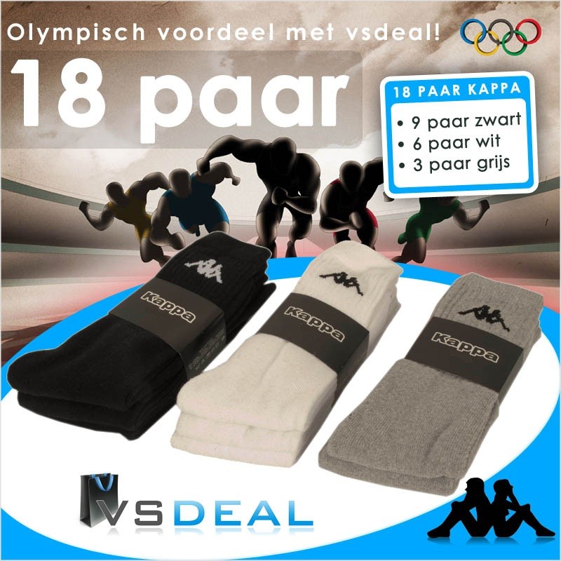 vsdeal.com - Olympische Stunt Sportsokken van Kappa 18 PAAR!