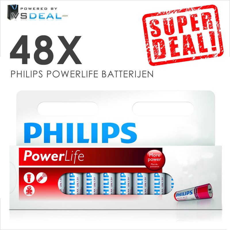 vsdeal.com - Philips PowerLife Batterij 48x vsdeal.com - Philips PowerLife Batterij 48x