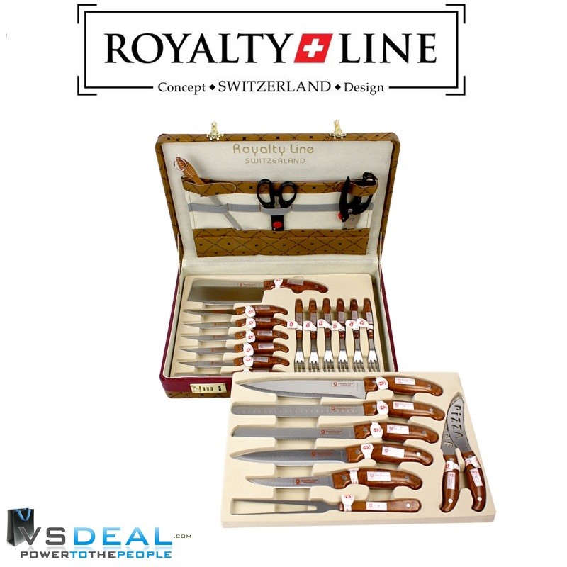 vsdeal.com - Royalty Line 24-delige messenset in luxe GRATIS koffer voor elke taak het perfecte mes OP=OP