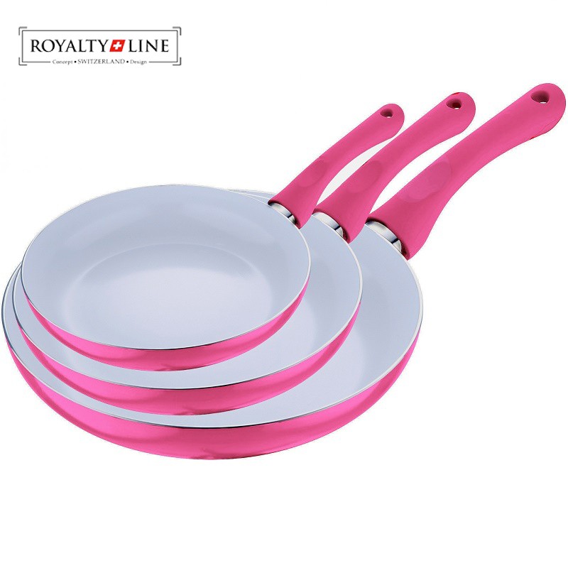 vsdeal.com - Royalty Line 3-delige roze keramische pannenset