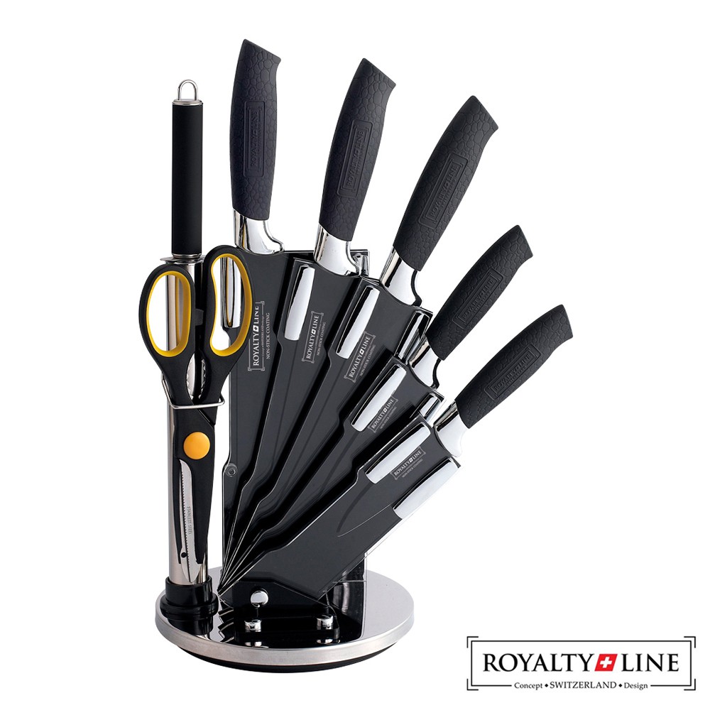 vsdeal.com - Royalty Line 8-delige messenset met wave structuur incl. standaard vsdeal.com - Royalty Line 8-delige messenset met wave structuur incl. standaard
