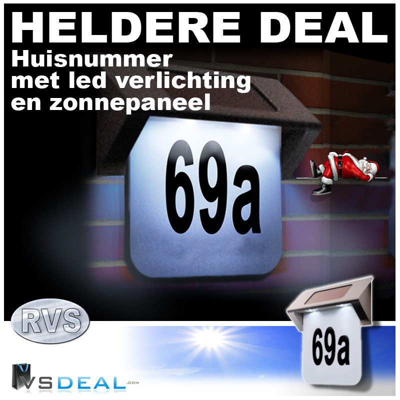 vsdeal.com - RVS Design Huisnummer LED XL OP=OP