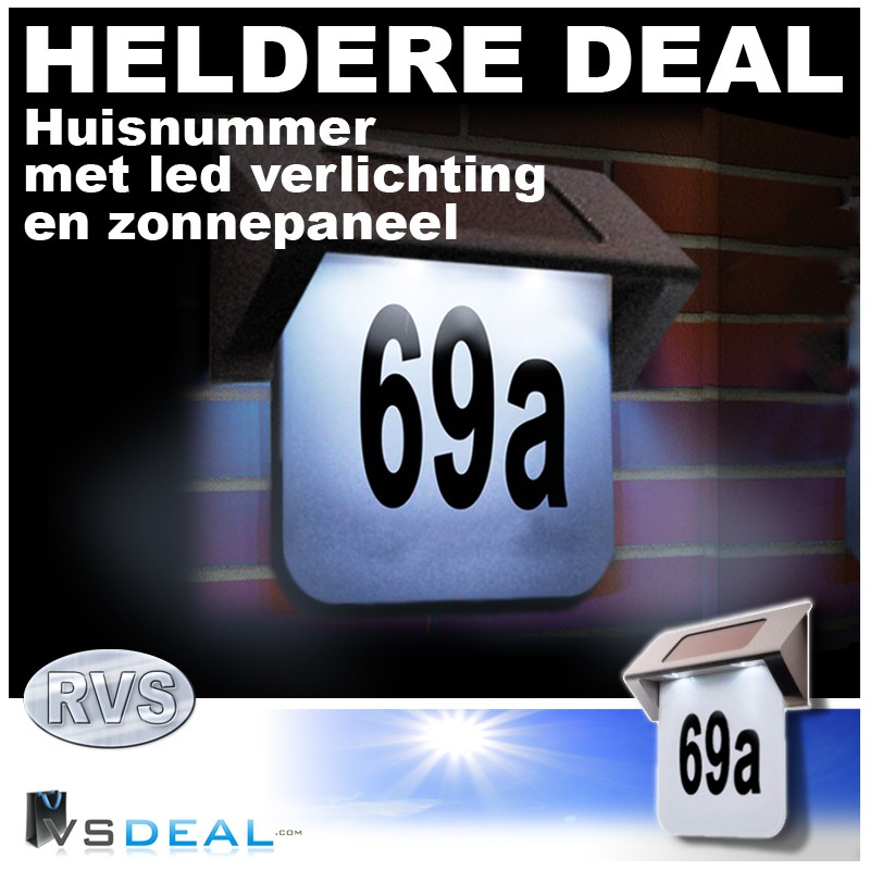 vsdeal.com - RVS Design Huisnummer LED XL