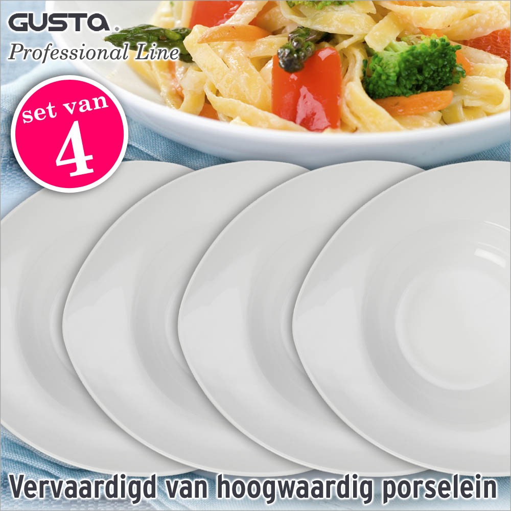 vsdeal.com - Set van 4 Pasta Borden XL Ø 30 cm. Voor de echte pastaliefhebber!