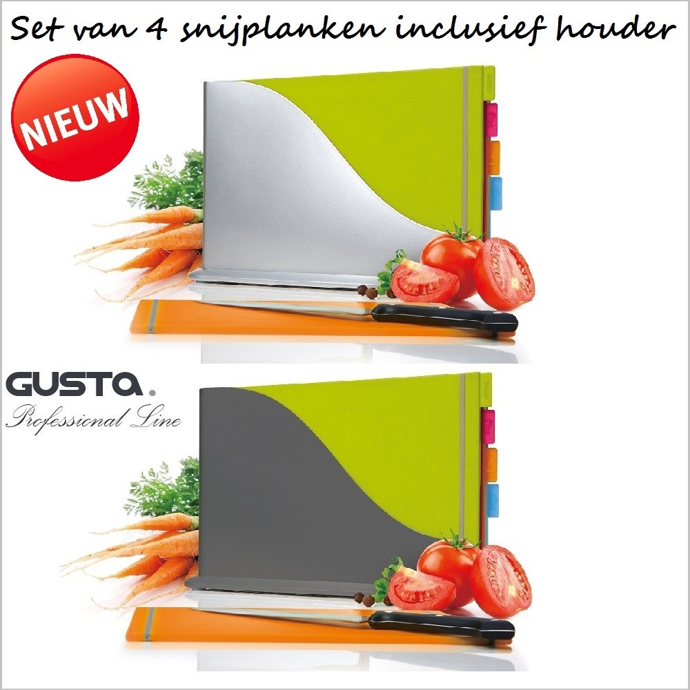 vsdeal.com - Set van 4 snijplanken inclusief houder vsdeal.com - Set van 4 snijplanken inclusief houder