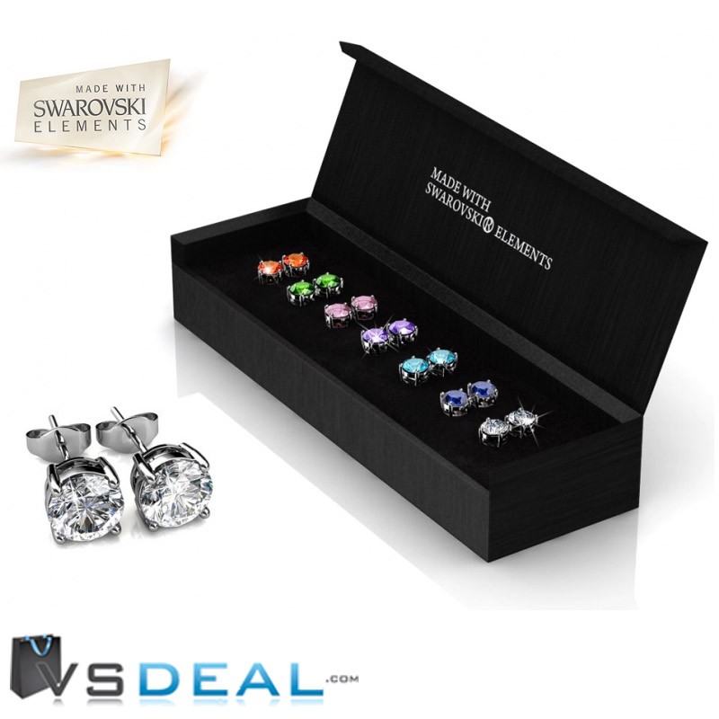 vsdeal.com - Set van 7 oorbellen met Swarovski Elements vsdeal.com - Set van 7 oorbellen met Swarovski Elements